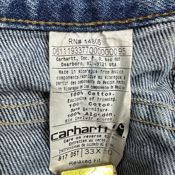 Carhartt B17 DST Relaxed Fit Jeans 33x30 Blue Denim Straight Leg Workwear - Picture 4 of 11